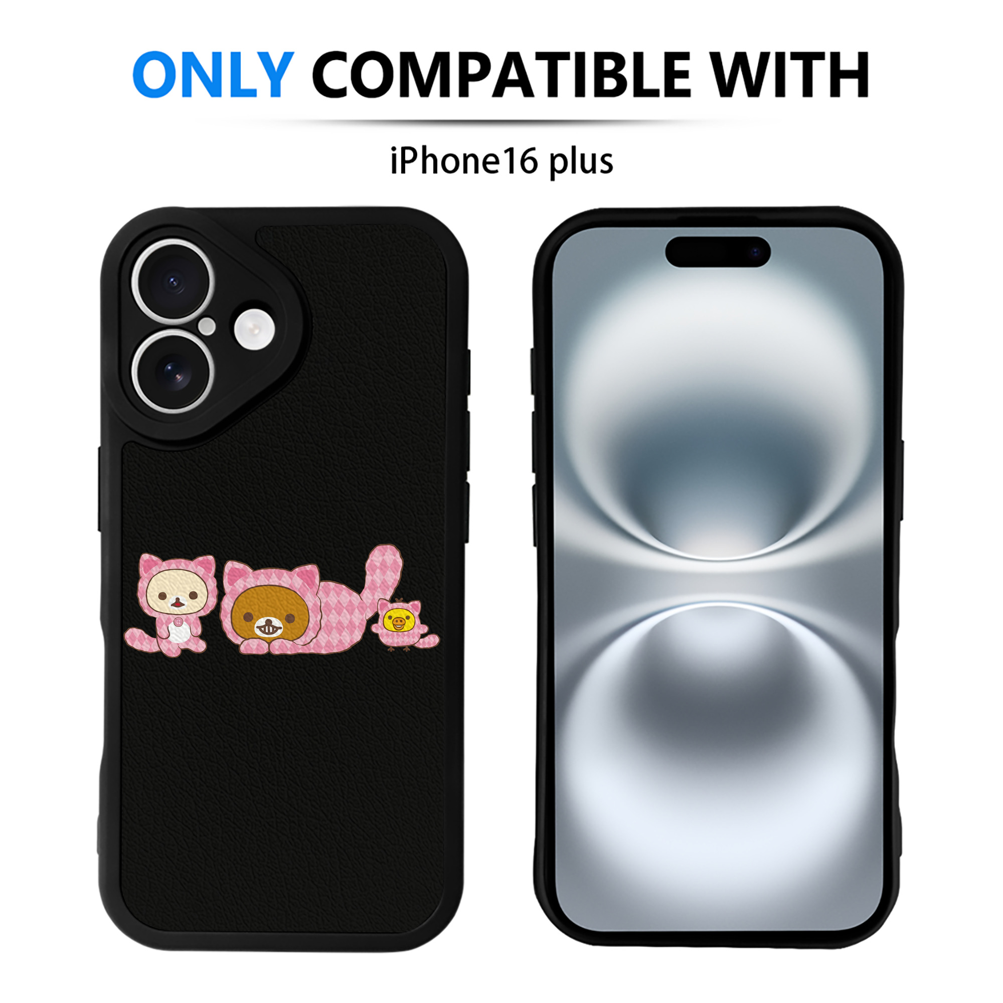 （画像用） リラックマ リラックマ キイロイトリ Rilakkuma Korilakkuma Kiiroitori 【iPhone 16シリーズ対応】シリコンスマホケース（レザー調） 材質：シリコン